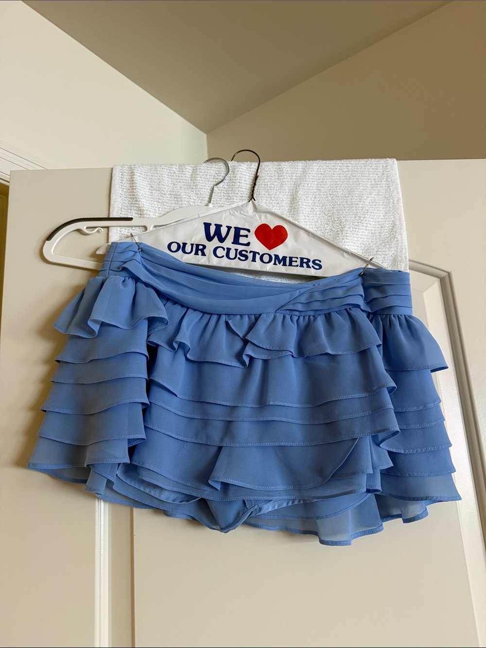 Amanda Uprichard Blue Ruffled Tiered Mini Skirt